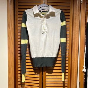 Unique Vintage Free People Henley Mixed Media sweater Small